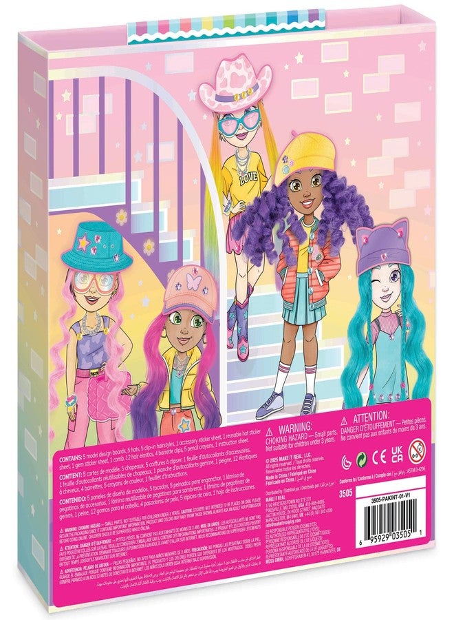 Make It Real: Salon Style Fashion Studio - 5 Model Design Boards, Mix & Match Hair-Hats-Accessories, Comb-Elastics-Barrettes, Tweens-Girls-Kids 6+ - Image 4